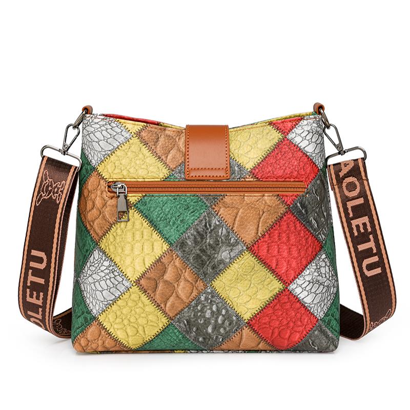 Women's Contrast Color Crossbody Bag Large Capacity Bucket Bag Mother Bag