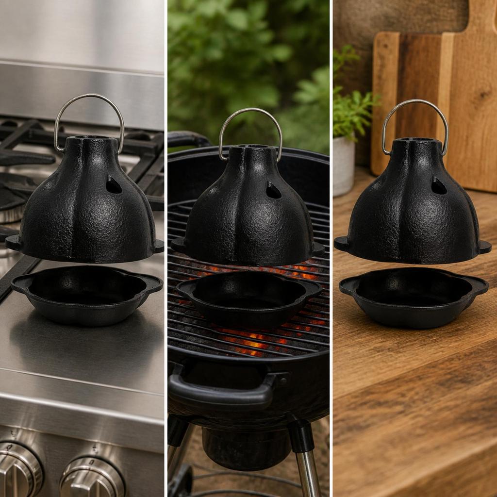 Cast Iron Garlic Roaster Heavy-Duty Versatile for Home Chefs
