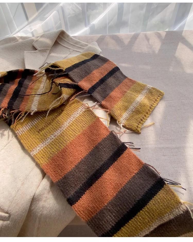 

Корейский стиль Dopamine зимний вязаный полосатый шарф для мужчин и женщин - теплый шерстяной аксессуар для шеи