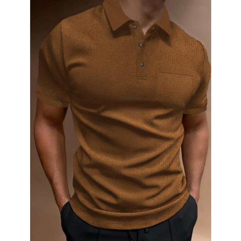 Men S Short Sleeve Polo Shirt Button Pocket Loose Summer Top