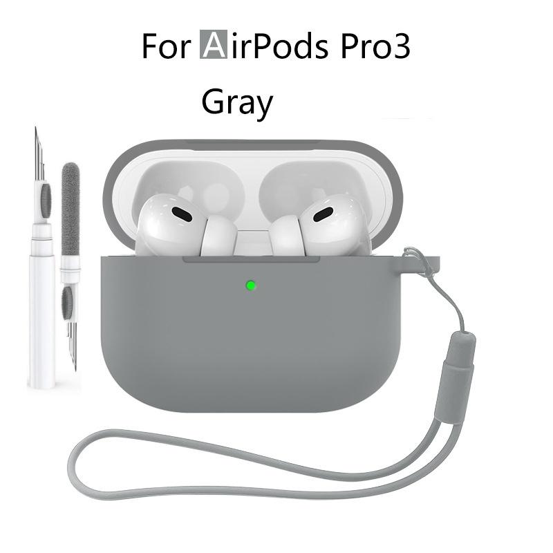 New 2025 For Apple Airpods Pro 3 Case Soft Silicone Full Protective Cover with Cleaning Kit and Keychain for Airpods Pro 3 Case