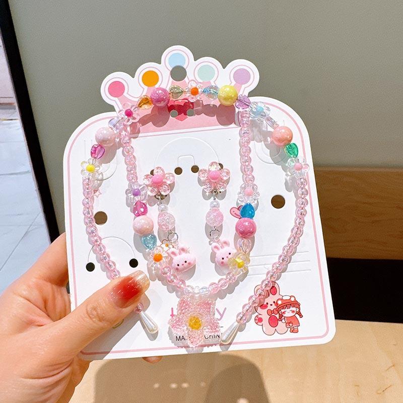 

Детское ожерелье, комплект украшений, ослепительный браслет из бисера, мультяшная повязка на голову, серьги, аксессуары для девочек-принцесс