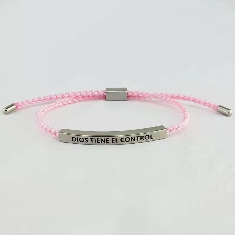 Hot Sale Spanish Dios Tiene El Control Inspirational Bracelet Colorful Braided Rope Bracelet with Encouragement Card