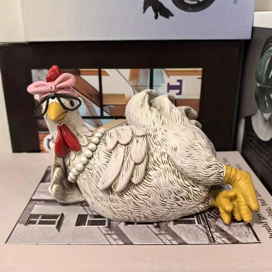 Rustic Rooster Figurine Resin Distressed Chicken Statue Farmhouse Style Rooster Sculpture for Thanksgiving Day Desktop Decoration