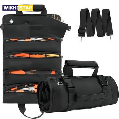1 Stück Robuste Wasserdichte Werkzeugtaschen Tragetasche Aufrollbares Design mit 6 Werkzeugfächern zur Organisation von Handwerkzeugen und Kleinteilen