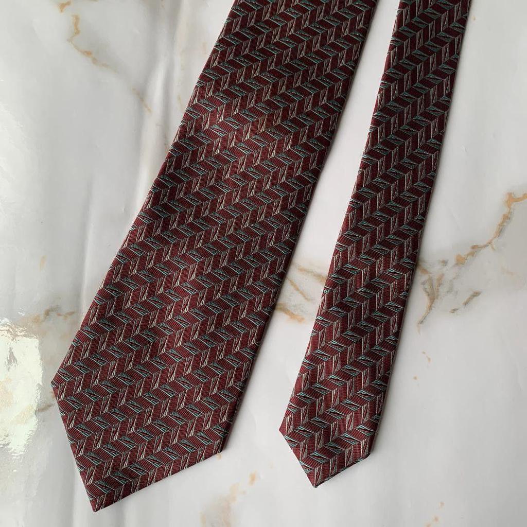 Used Yves Saint Laurent Tie Bordeaux Silk All Over Pattern Yves Saint Laurent Laurent