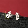 1 Paire Boucles d'Oreilles Animal Chat de Dessin Animé Mignon Boucle d'Oreille Clou Chaton en Acier Inoxydable pour Femmes