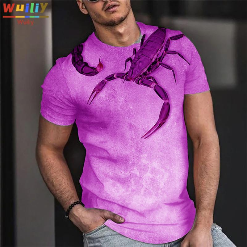 

Футболка с рисунком скорпиона для мужчин, летние футболки с 3D принтом яда, серая спортивная футболка со скорпионом, женские/мужские новые топы в стиле хип-хоп Asian size 4XL