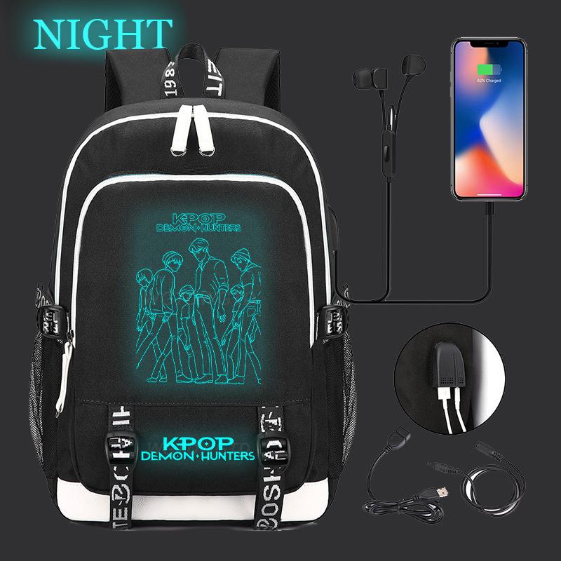 Witch Hunters Peripheral Casual Luminous Backpack Multifunctional with USB School Bag Large Capacity
