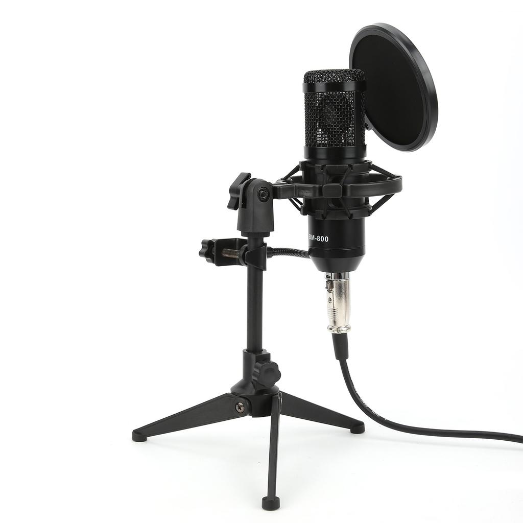 Condenser Microphone 3.5mm Plug with Adjustable Tripod Set Kit for Broadcast Recording