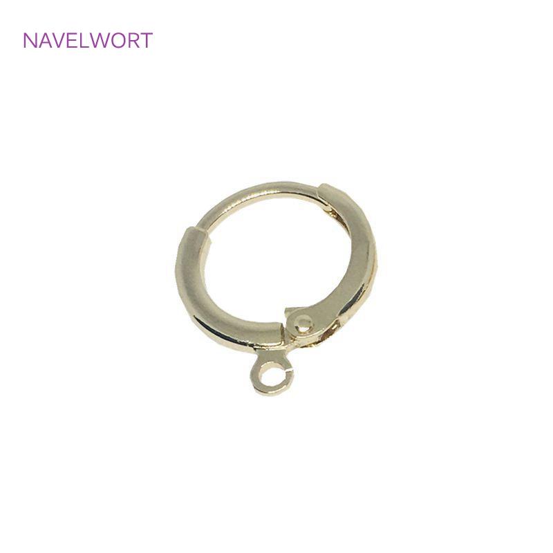 Brass Metal French Hoop Earring Clasps Fittings 14K Gold Plated Ear Setting Base Finding Women Fashion Jewellery Making Supplies