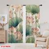 2PCS Digital Printed Curtains, Lotus Wind Clear Charm Pattern, Beautiful Window Drapes for Living Room Bedroom Home Decor