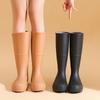 Khaki brown tall tube women's rain shoes versatile women's rubber shoes waterproof shoes red long tube water boots rainy day travel shoes