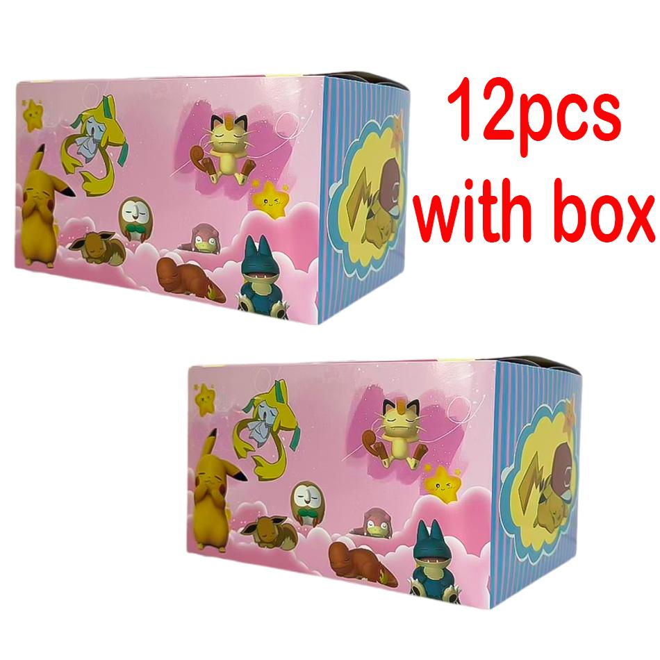 Toys 1-12pcs Pok É Mon Scale Ratio Model Figure 1-12 Pcs Pikachu Sleep Series Interior Hand Sleeping Position Gift Present for Sfriends