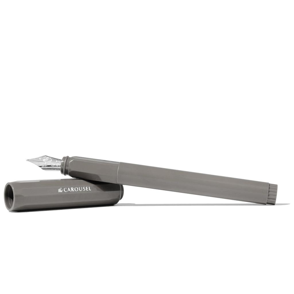 Ferris Wheel Carousel Fountain Acrylic blend click locking Granite Medium Nib Press, Pen, body, Air-sealed cap, Guardians, Gray,