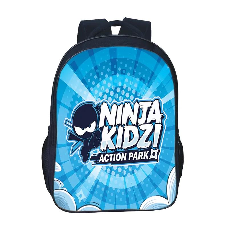 NINJA KIDZ Student Cartoon 3D Print Rugzak Jongen Meisje Casual Dubbele Schooltas Polyester Waterdichte Rugzak DIY Gepersonaliseerde Rugzakken NINJA KIDZ backbag