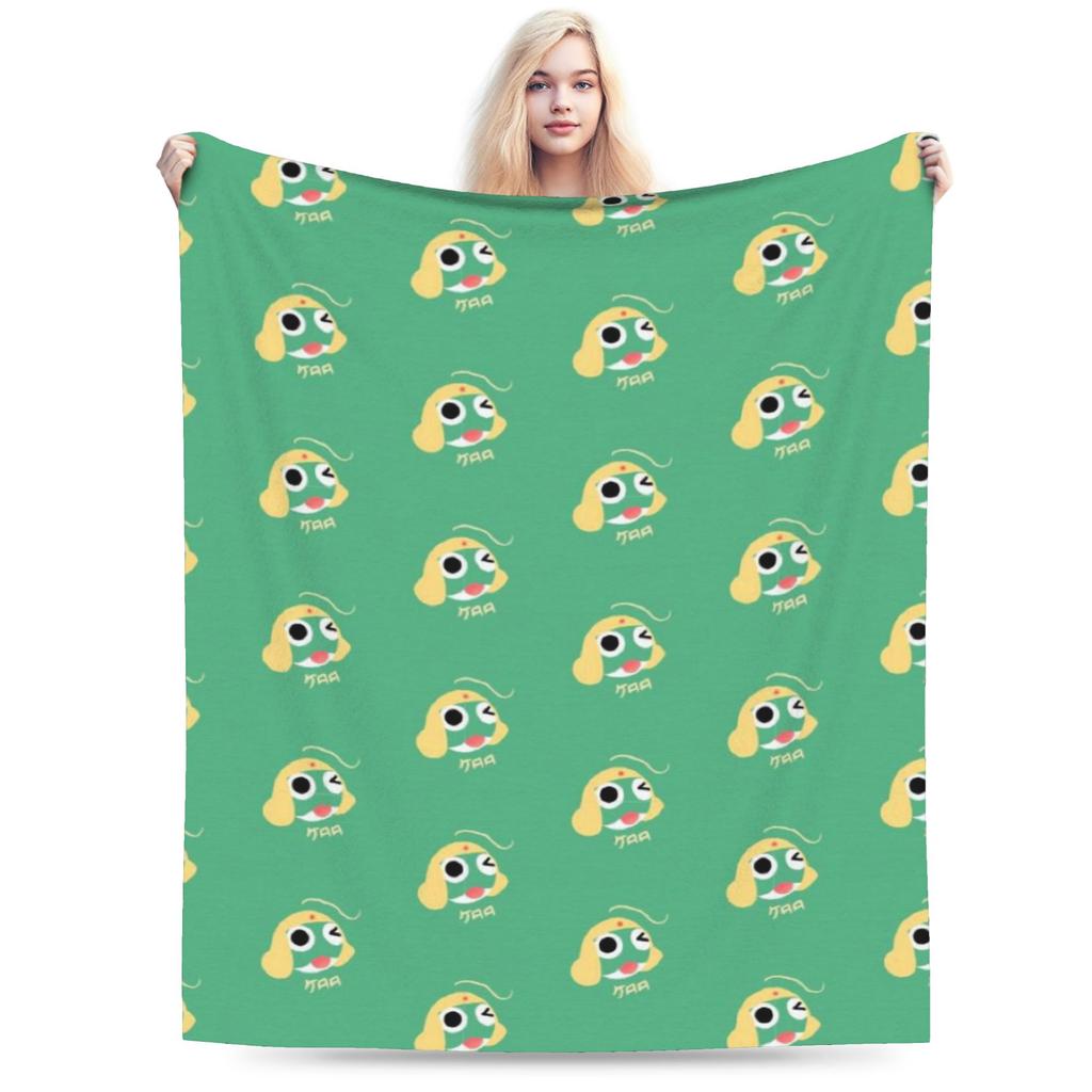 Super Soft Keroro Frog Cartoon Throw Blanket Premium Fleece Flannel Lightweight Bed Blanket Super Cozy Blankets All Season Use