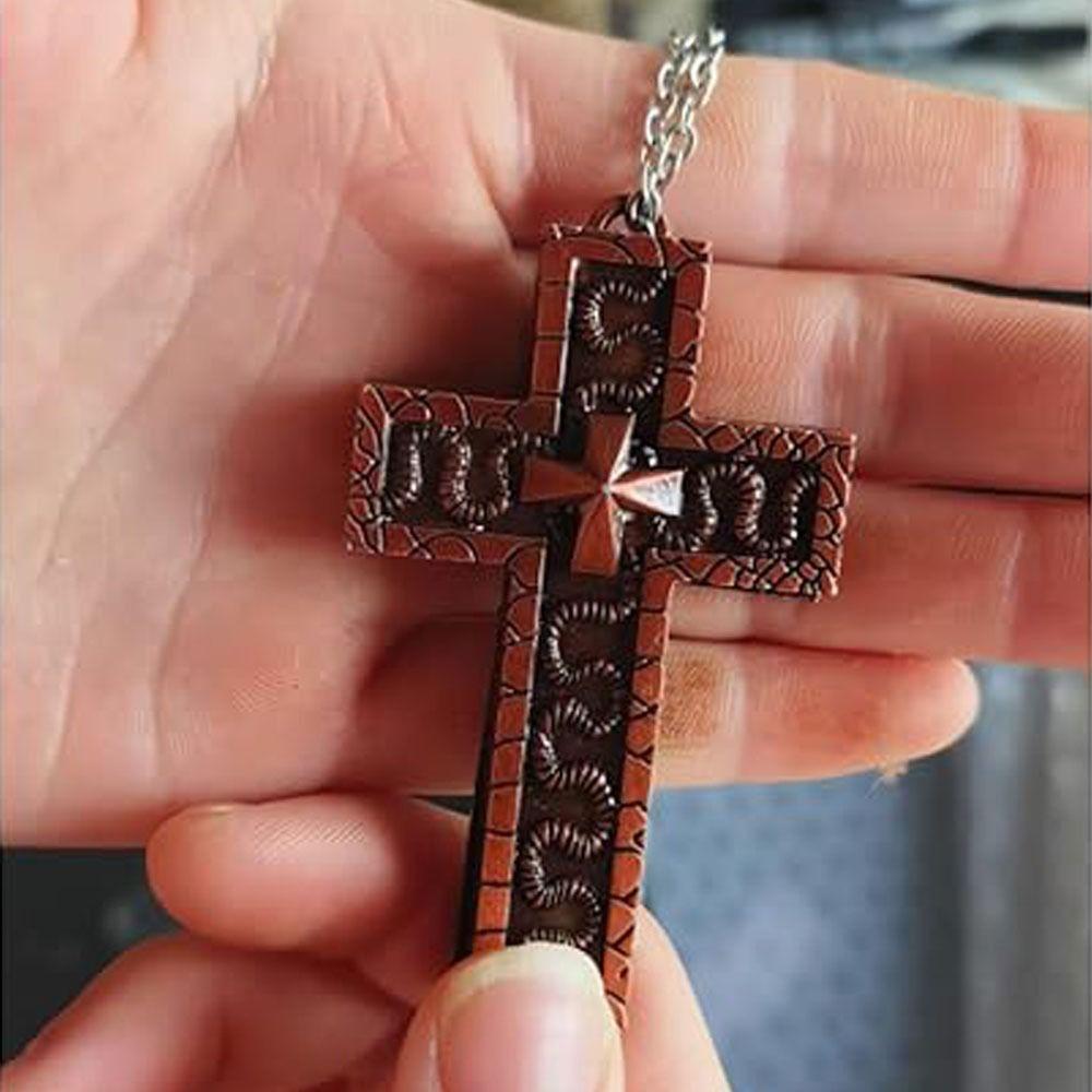 New Design with Secret Compartment Cross Pendant 3D Printed Openable Chain Pendant Stainless Steel Vintage Charm Jewelry