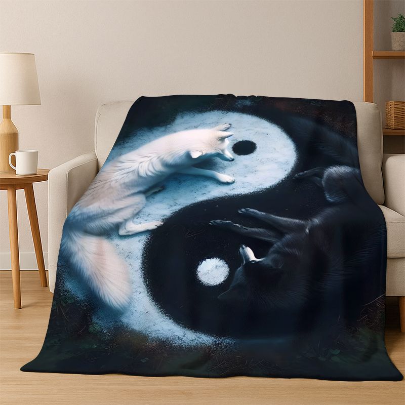 Yin Yang Symbool Chinese Tai Chi Flanellen Deken Zacht Warm Plaid voor Slaapkamer Woonkamer Bed Reizen Kamperen Picknick Cadeau