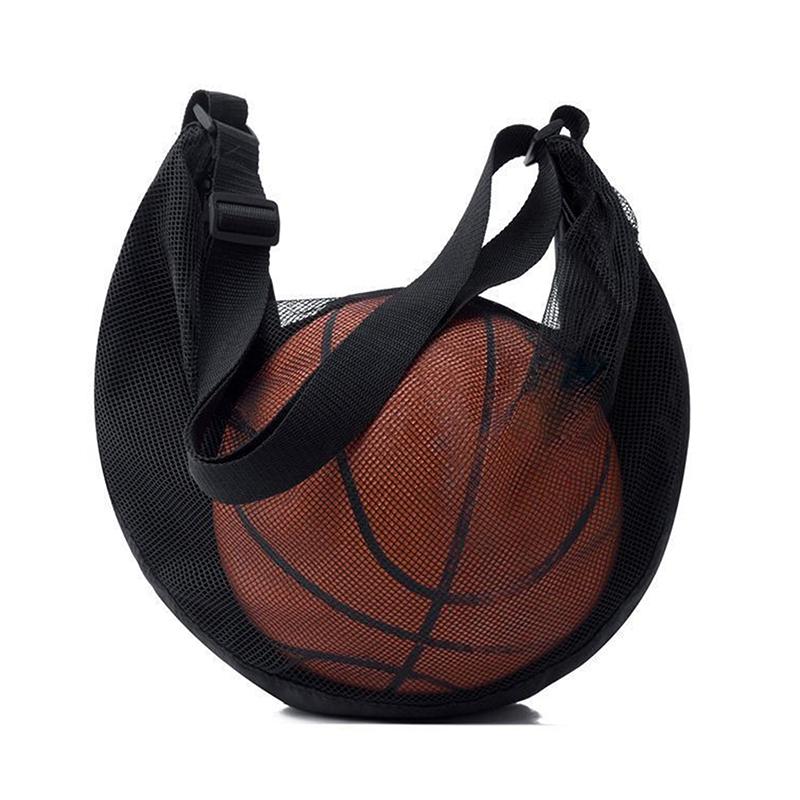 1 יחידה תיק כדור יחיד עם כיס רוכסן תיק אחסון לכדור רשת ציוד ספורט רשת אחסון עם שרוך נשיאת כדורסל