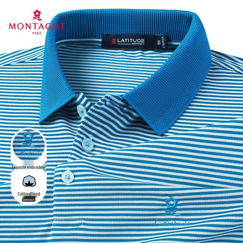 MONTAGUT Men s Breathable Pique Striped Polo Shirt 50