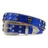 PU Leather Wide Belt Western Crystal Rhinestone Inlaid Skeleton Accessories Zinc Alloy Button Hip Hop Punk Trendy Women's 3.5cm