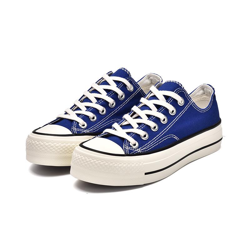 Clásico versátil para hombre y mujer, misma tendencia de moda casual para parejas, retro, color liso, suela plana, transpirables, caña baja, zapatillas de lona