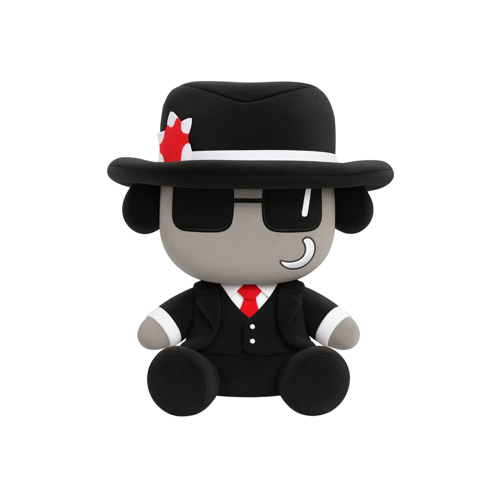 

Collectible Plush Doll Character Wearing Suit Hat and Sunglasses Soft Stuffed Figure Toy for Display and Gift One Size