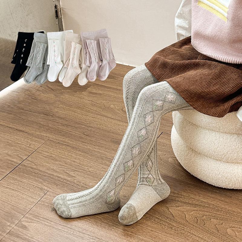 Girls Printed Tulips Pantyhose Fashion Kids Cotton Tights Baby Girl Uniform Leggings Children Knitting Cute Sweet Pants Clothing