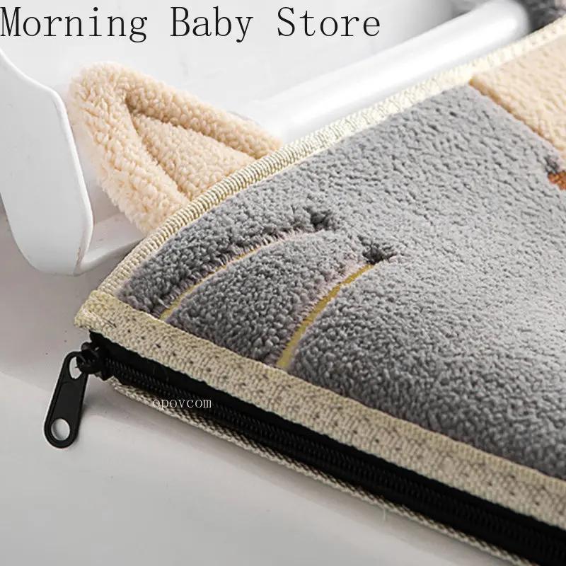 Cartoon Cat Shape Toilet Mat with Handle Thicken Plush Toilet Seat Cover Mat Universal Toilet Cushion Bathroom Aceesories