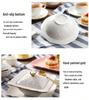 European Gold Rim Ceramic Bird's Nest Dessert Bowl with Lid | Embossed Palace Tureen Set for Sweet Soup