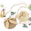 Sommer Stroh Strandtasche Schleife Damen Umhängetaschen Runde Taschen mit Schleife