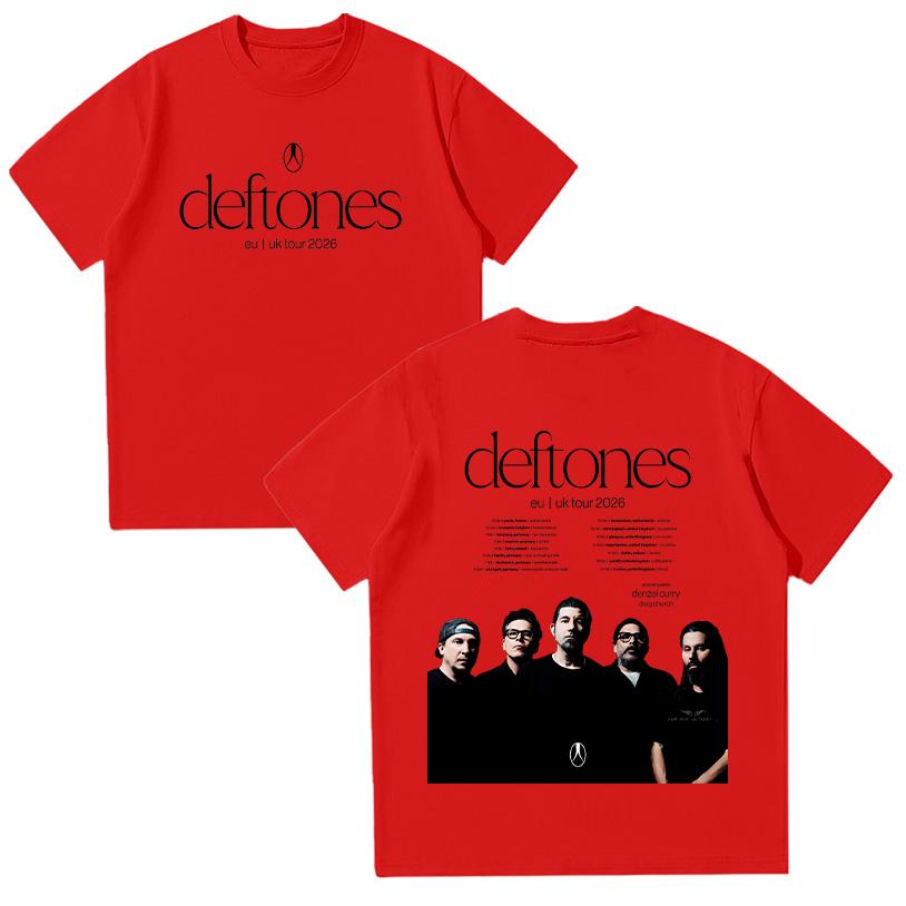 

Deftones EU UK Tour 2026 T-shirts Deftones Rock Band Metal Casual Cotton 100%cotton funny Tshirt Fashion Women Men Oversized Streetwear Clothing XS червоний