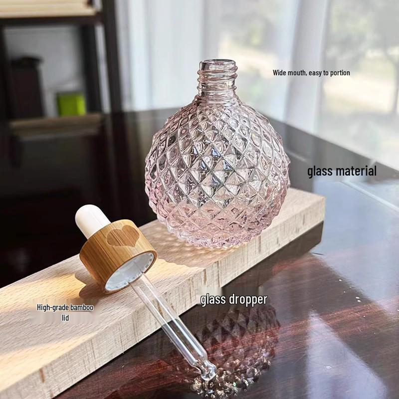 100ML Large Capacity Glass Essential Oil Dropper Bottle with Bamboo Lid