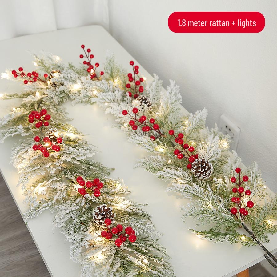 Enchanted Snowy Christmas Rattan Wreath for Window and Mall Displays