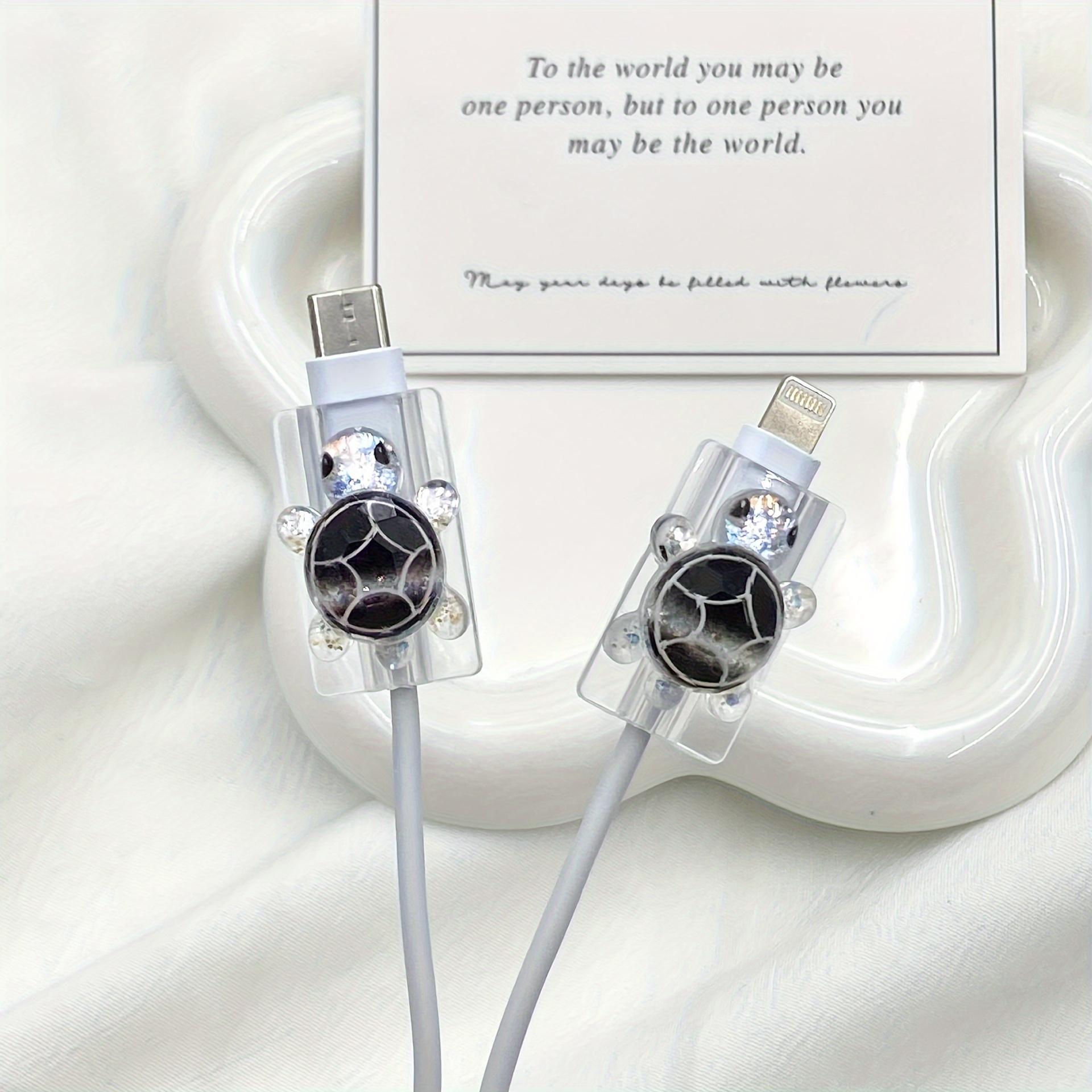 

2 шт. Милые мультяшные протекторы для кабеля передачи данных в виде черепашек для зарядного блока Apple - Прочный пластик, красочный дизайн, милые аксессуары в виде черепашек 2pcs чёрный