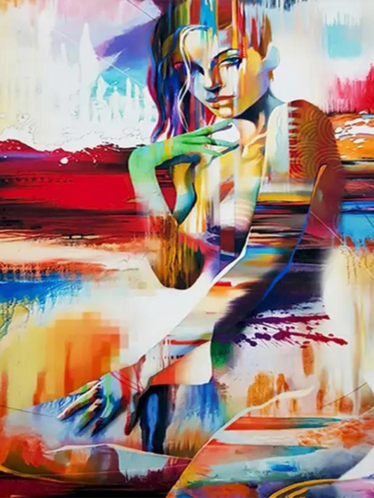 Diy5D Diamant pictură digitală abstractă figuri feminine mozaic cruce brodat perete digital pentru decorare cadou