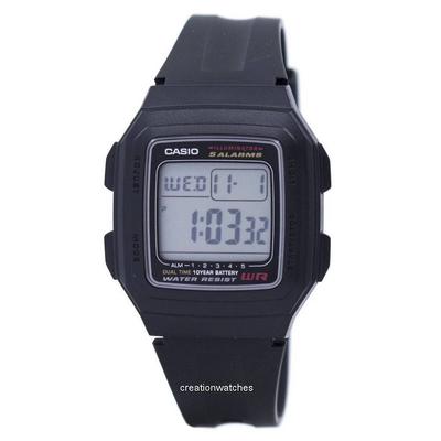 Digital 5 Alarms Dual Time Illuminator F-201WA-1ADF F201WA-1ADF Herrenuhr