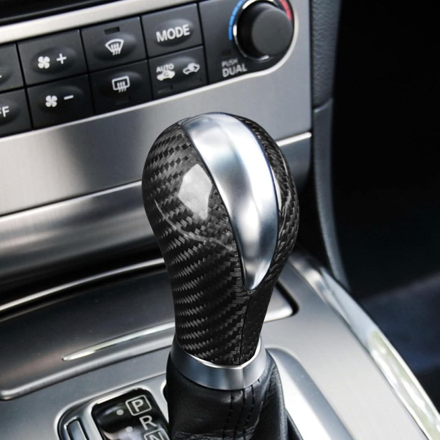 Car Carbon Fiber Center Console Gear Shift Head Surround Cover Compatible with G35 G37 G25 Q40 FX35 FX37 FX50 QX70 QX56 QX80 EX35 EX37 EX25 EX30D чёрный