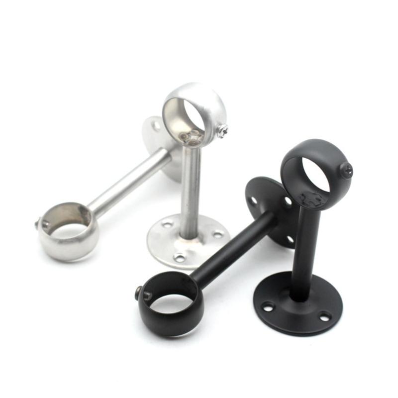 2 pièces Supports de Poteaux de Rideaux de Plafond Robustes en Acier Inoxydable Pour Tiges de 25x100mm Argent/Noir