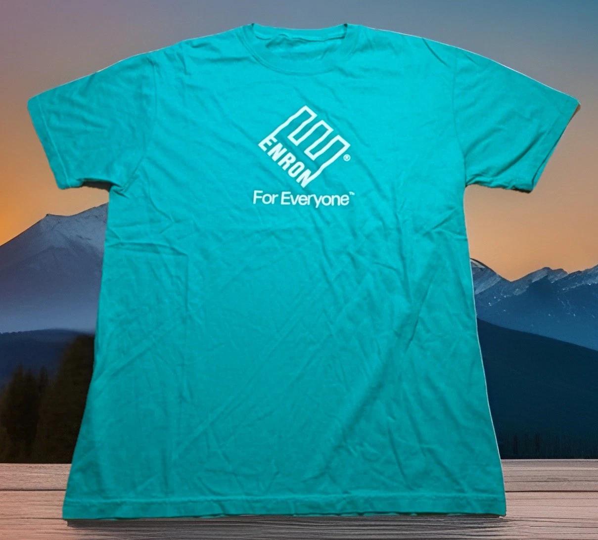 Enron T-Shirt NEW Company Logo Teal Worlds Leading Company Made USA Large XL