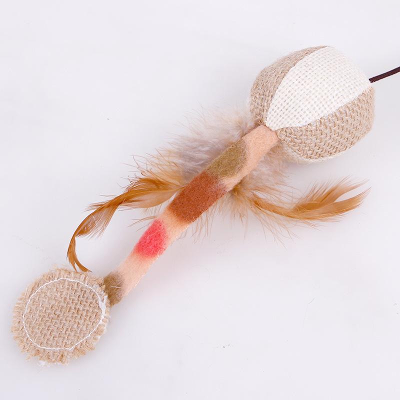 Wooden Fabric Cat Toy With Bell Cat Rod Pet Cat Toy Supplies Pet Toys