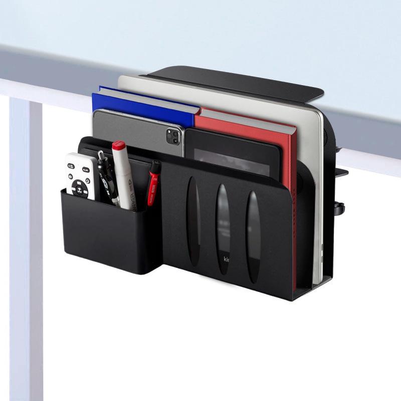 Multi-Functional No-Drill Vertical Laptop Cooling and Storage Rack for Desks