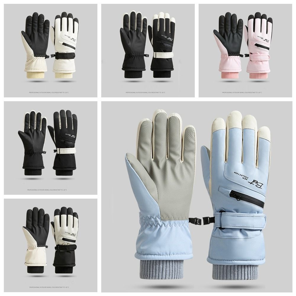 With Zippered Pocket Ski Gloves Full Finger Motorcycle Gloves Winter Gloves Outdoor Sports