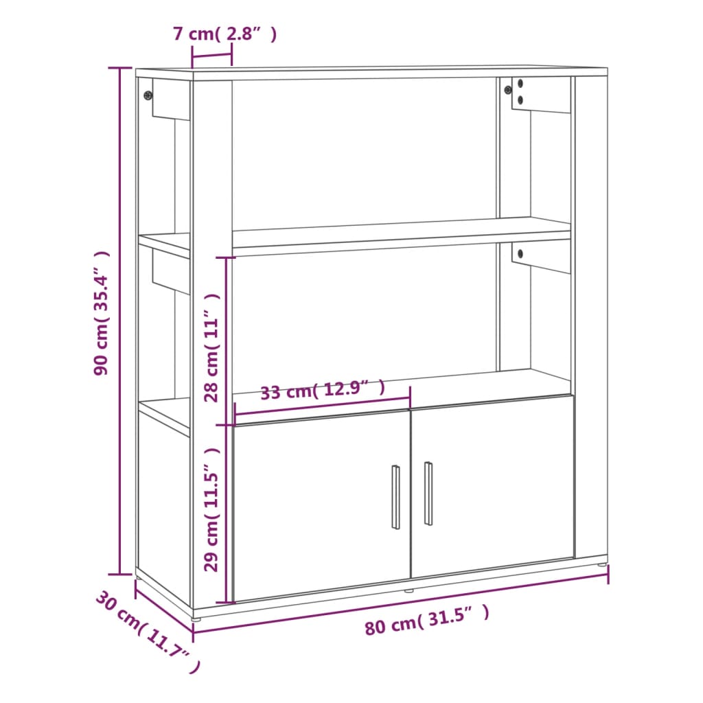 Sideboard Concrete Grey 80 x 30 x 90 cm Particleboard