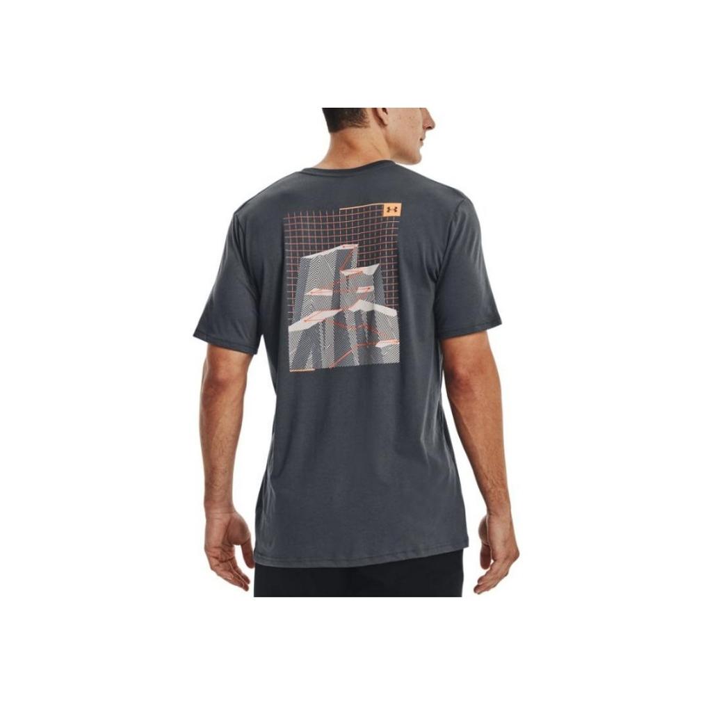 Under Armour Back Print Crew Neck Outdoor Sports Short Sleeve T-Shirt Men Tops Gray 1377559-012