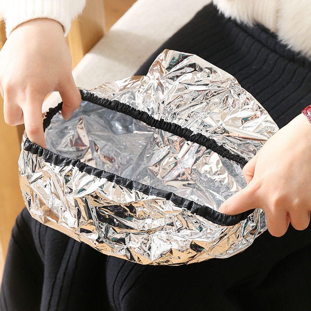 Aluminum Foil Self-heating Tin Foil Hat Waterproof Reusable Heat Elastic Coloring Hat Hair Steamer Hair Dye Tools Bathing Cap