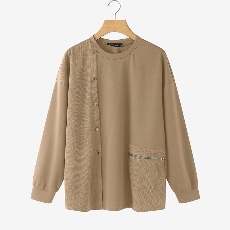 ZANZEA Women Casual Round Neck Long Sleeve Loose Thin Pullover Sweatshirts