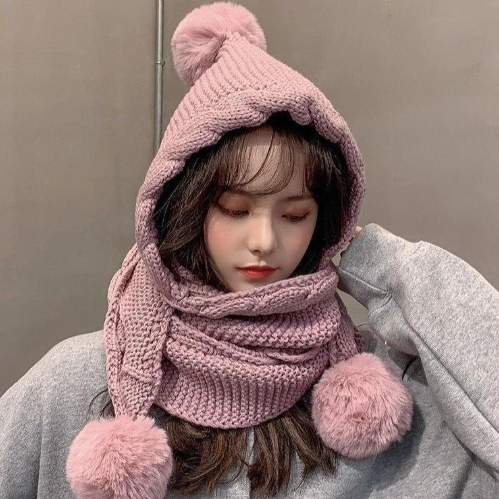 Twist Women Hooded Scarf Neck Warmer Neckerchief Cute Cycling Balaclavas Hat Women