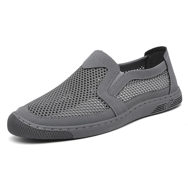 2025 Men s Summer Breathable Flyknit Mesh Casual Shoes, Lightweight and Large Size. 43 серый